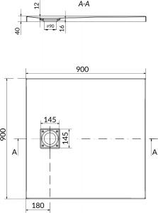 Brodzik Cersanit Tako kwadratowy 90 cm x 90 cm 3
