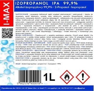 GSG Alkohol izopropylowy Izopropanol IPA I-MAX 99,9% 1L 2