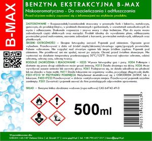 GSG Benzyna ekstrakcyjna w aerozolu B-MAX Spray 500ML Benzyna ekstrakcyjna B-MAX Spray 500ML 3