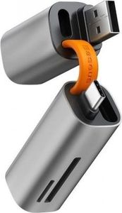 Czytnik Baseus Czytnik kart pamięci SD/micro SD Baseus Mini-cabin, USB + USB-C, USB 3.0, aluminiowy (szary) 1