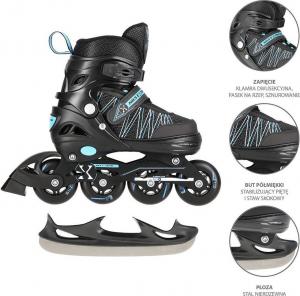 Rolki Nils Extreme NH11912-A z wymienną płozą regulowane czarne r. 31-34 2