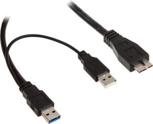 Kabel USB InLine 2x USB-A - micro-B 0.2 m Czarny (35402Y) 1