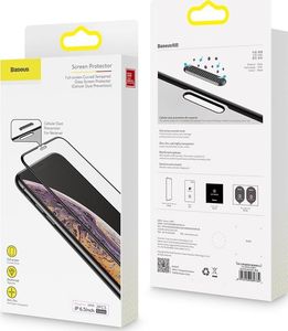 Baseus Baseus 2x szkło na cały ekran Full Screen 0.3mm 9H Anti-bluelight iPhone 11 Pro Max / iPhone XS Max + pozycjoner czarny (SGAPIPH65-WE01) uniwersalny 18