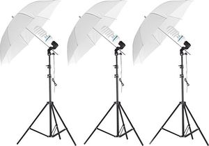 Lampa studyjna Massa Zestaw Oświetleniowy 3x LAMPA 125W = 1800W + Statyw + Parasol / TYP: 1 2