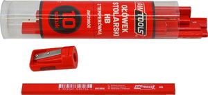 AWTools AWTOOLS OŁÓWEK STOLARSKI HB CZERWONY DO DREWNA 10 SZTUK AW29600 2