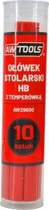 AWTools AWTOOLS OŁÓWEK STOLARSKI HB CZERWONY DO DREWNA 10 SZTUK AW29600 3