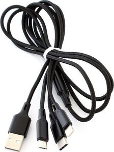 Kabel USB Hertz KK21I KABEL 3W1 MICRO USB/ USB-C APPLE 3A 1,2M uniwersalny 1