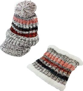 Best Fashion BQ52H SZALIK KOMIN I CZAPKA ZESTAW ZIMOWY DAMSKI uniwersalny 2