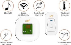 LTC Dzwonek bezprzewodowy z termometrem (LXDZ1) 2