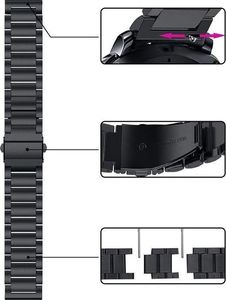 Pasek stalowy do Huawei Watch GT 2 46 - Black uniwersalny 3