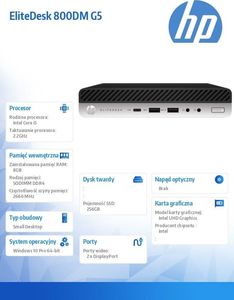 Komputer HP EliteDesk 800 DM G5 Intel Core i5-9500T 8 GB Windows 10 Pro 2