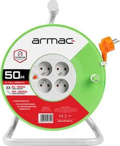 Armac PRZEDŁUŻACZ BĘBNOWY 50M 4X2P+Z, 16A, 3680W, PRZEWÓD 3X1.5MM H05VV-F ARMAC 4