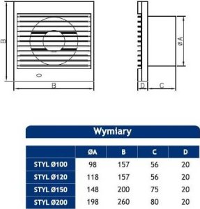 Dospel Wentylator ścienny STYL 150 S 007-0005 domowy łazienkowy 3