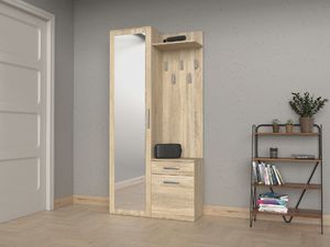 Topeshop GARDEROBA DUO SZAFA LUSTRO WIESZAK DĄB SONOMA 2