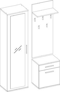 Topeshop GARDEROBA DUO SZAFA LUSTRO WIESZAK DĄB SONOMA 4