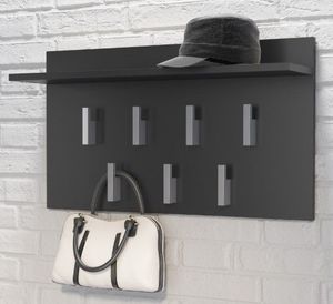 Topeshop WIESZAK PÓŁKA 2F CZERŃ MAT PRZEDPOKÓJ KORYTARZ 2