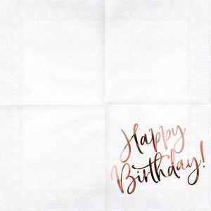 Party Deco Serwetki urodzinowe Happy Birthday różowe złoto - 33 cm - 20 szt. uniwersalny 2