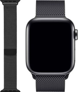 4kom.pl Bransoleta Milanese pasek Alogy do Apple Watch 1/2/3/4/5 42/44mm czarna uniwersalny 5