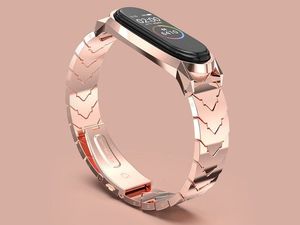 Mijobs Bransoletka V-Style GT band Mijobs do Xiaomi Mi Band 3/4 różowa uniwersalny 3