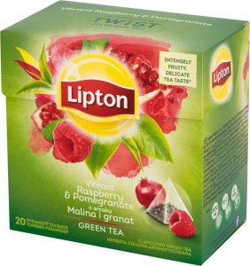 Lipton Green Tea herbata zielona Malina i Granat 20 torebek 28g 2