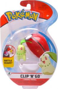 Figurka Pokemon ClipNGo Poke Ball - Chikorita and Poke Ball 1