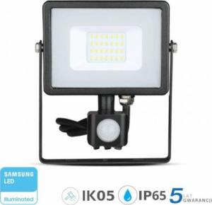 Naświetlacz V-TAC Projektor LED 20W 1600lm 4000K Dioda SAMSUNG z czujnikiem ruchu PIR Czarny IP65 452 1