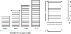Grzejnik łazienkowy Instal-Projekt GRZ.DR.POPPY 500X670, 304W BIAŁY POŁ.C35 2
