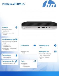 Komputer HP HP Komputer PD 400 G5 DM i5 16GB 512GB W10P 3YROS 2