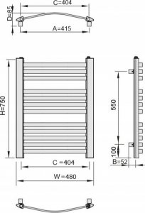 Grzejnik łazienkowy ENIX Grzejnik łazienkowy EPIC 048/075 kolor: graphite (319 W) 2