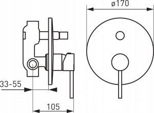 Bateria prysznicowa Ferro FIESTA bateria podtynkowa, 2-funkcyjna, chrom 2