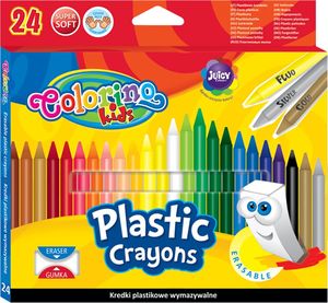 Patio Kredki świecowe okrągłe plastikowe wymazywalne z gumką 24 kol. Colorino Kids 92029 1