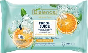 Bielenda Fresh Juice Chusteczki micelarne z wodą cytrusową Pomarańcza opakowanie 20 sztuk 1