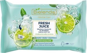 Bielenda Fresh Juice Chusteczki micelarne z wodą cytrusową Limonka opakowanie 20 sztuk 1
