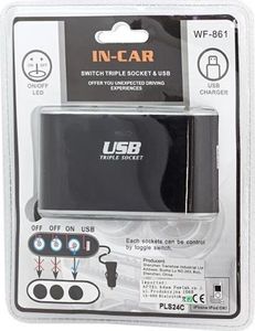 Ładowarka CGAuto PLS24C ROZDZIELACZ DO ŁADOWAREK 1 NA 3 + PORT USB uniwersalny 2