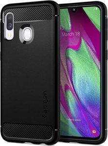 Etui na tablet Spigen Etui Spigen Rugged Armor do Samsung Galaxy A40 Matte Black + Szkło uniwersalny 1