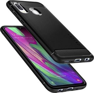 Etui na tablet Spigen Etui Spigen Rugged Armor do Samsung Galaxy A40 Matte Black + Szkło 3mk uniwersalny 3
