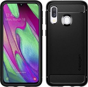Etui na tablet Spigen Etui Spigen Rugged Armor do Samsung Galaxy A40 Matte Black + Szkło 3mk uniwersalny 4