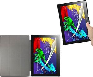 Etui na tablet 4kom.pl Czarne etui skórzane PU typu Stojak Book Cover do Lenovo Tab2 A10-70 uniwersalny 7