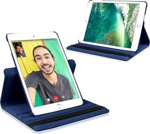 Etui na tablet 4kom.pl Etui Obrotowe 360 do Apple iPad 9.7 2017 / 2018 Granatowe + Szkło uniwersalny 2