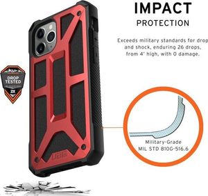 UAG Etui UAG Urban Armor Gear Monarch do iPhone 11 Pro Crimson Red Leather + Szkło Alogy uniwersalny 2