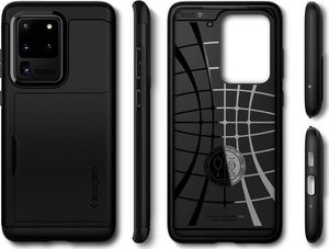 Spigen Etui Spigen Slim Armor CS do Samsung Galaxy S20 Ultra Black + 2x Folia Spigen uniwersalny 3