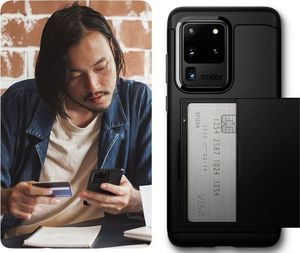 Spigen Etui Spigen Slim Armor CS do Samsung Galaxy S20 Ultra Black + 2x Folia Spigen uniwersalny 5