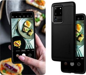 Spigen Etui Spigen Slim Armor CS do Samsung Galaxy S20 Ultra Black + 2x Folia Spigen uniwersalny 7