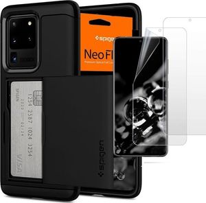Spigen Etui Spigen Slim Armor CS do Samsung Galaxy S20 Ultra Black + 2x Folia Spigen uniwersalny 9