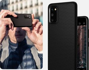 Spigen Etui Spigen Liquid Air do Samsung Galaxy S20 Matte Black + Szkło Mocolo 3D UV uniwersalny 8