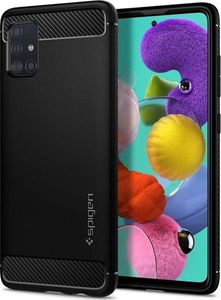 Spigen Etui Spigen Rugged Armor do Samsung Galaxy A71 Matte Black + Szkło 3mk uniwersalny 3