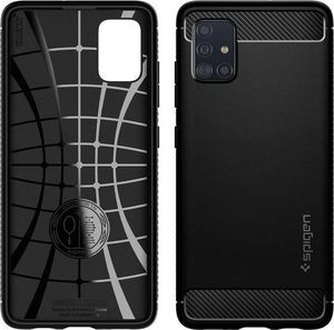 Spigen Etui Spigen Rugged Armor do Samsung Galaxy A71 Matte Black + Szkło 3mk uniwersalny 5