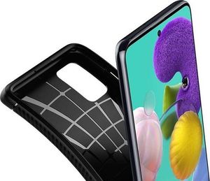 Spigen Etui Spigen Rugged Armor do Samsung Galaxy A71 Matte Black + Szkło 3mk uniwersalny 6