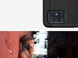 Spigen Etui Spigen Tough Armor do Samsung Galaxy A51 Black + Szkło Alogy uniwersalny 5