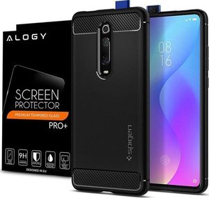 Spigen Etui Spigen Rugged Armor do Xiaomi Mi 9T/ 9T Pro/ K20/ K20 Pro Matte Black + Szkło Alogy uniwersalny 6